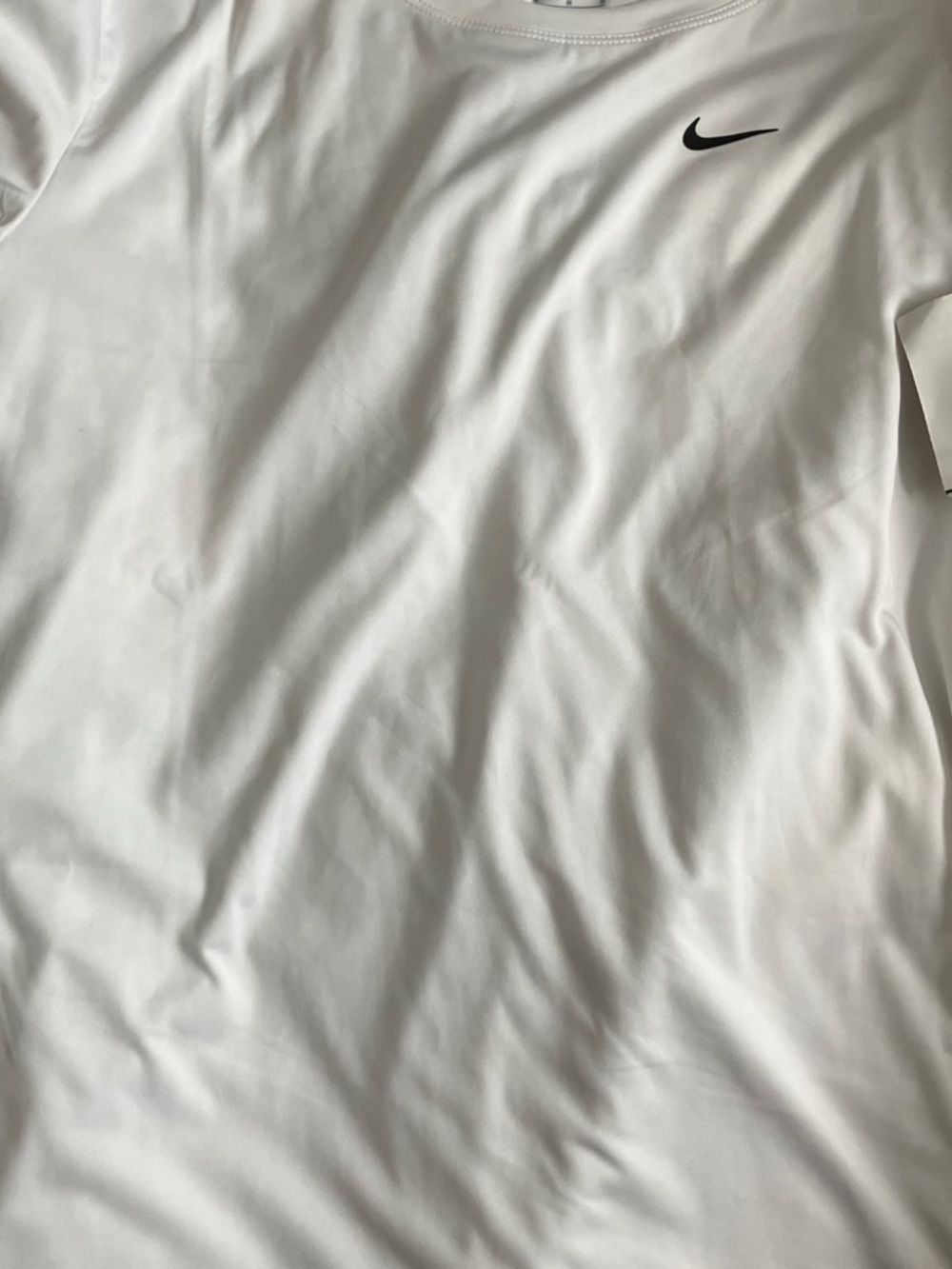 Nike White Performance Bedding Top with Black Swoosh